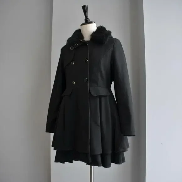 Vintage Wool Military Napoleon Jacket Black Fitted Indie Sleaze 90s Vamp - Picture 3 of 7